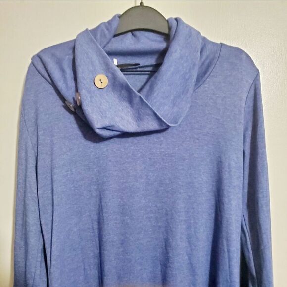 Lavaca VTG  Blue Cowl Neck Tunic Top Size Medium - Picture 3 of 10